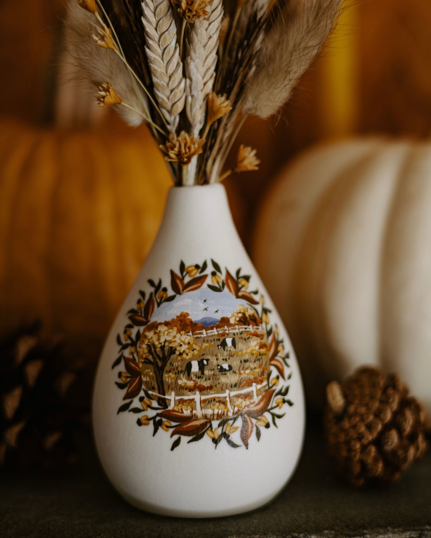 Painted Vase with Dried Flowers no. 1