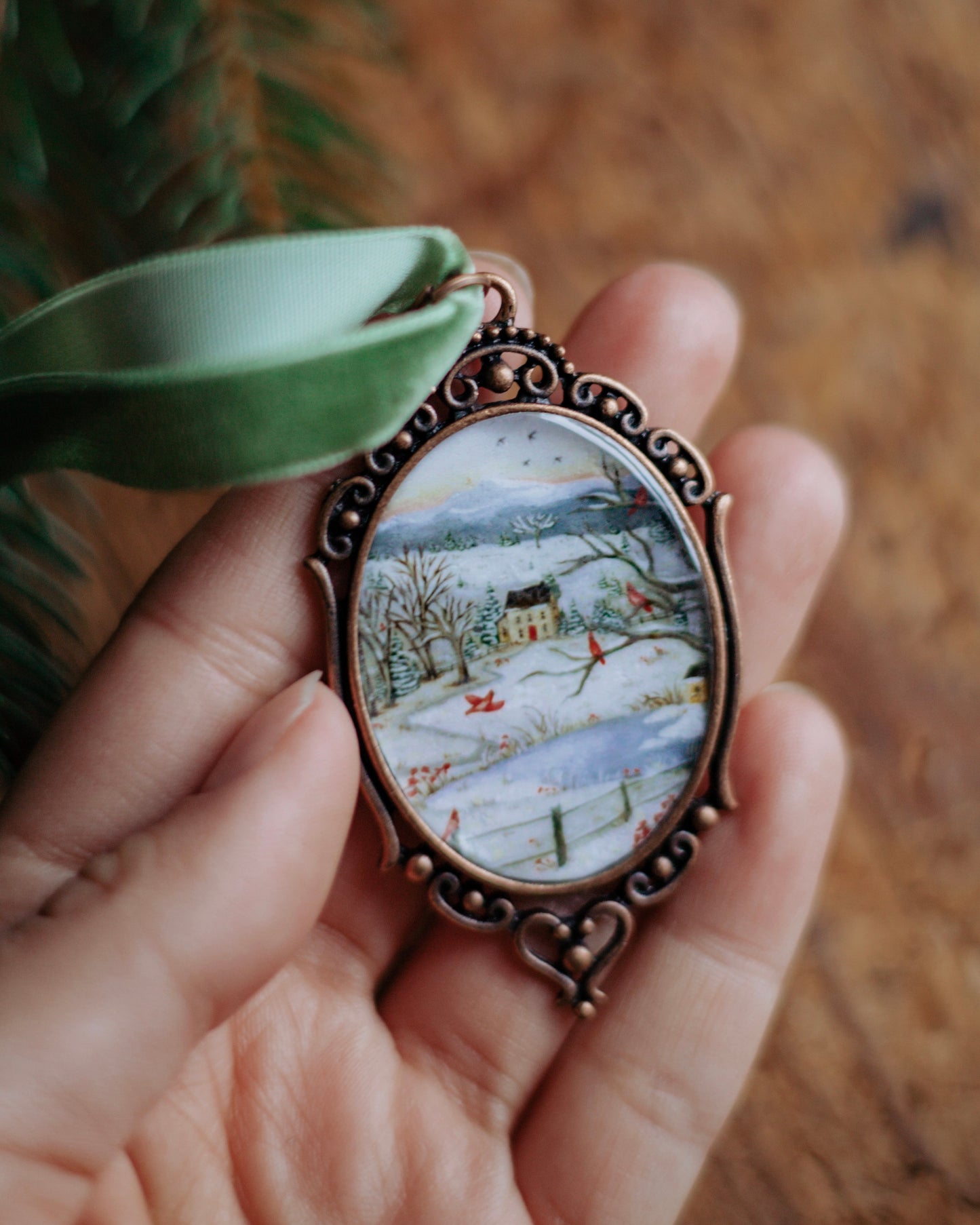 MINI- “The Red Bird Cottage” Ornament