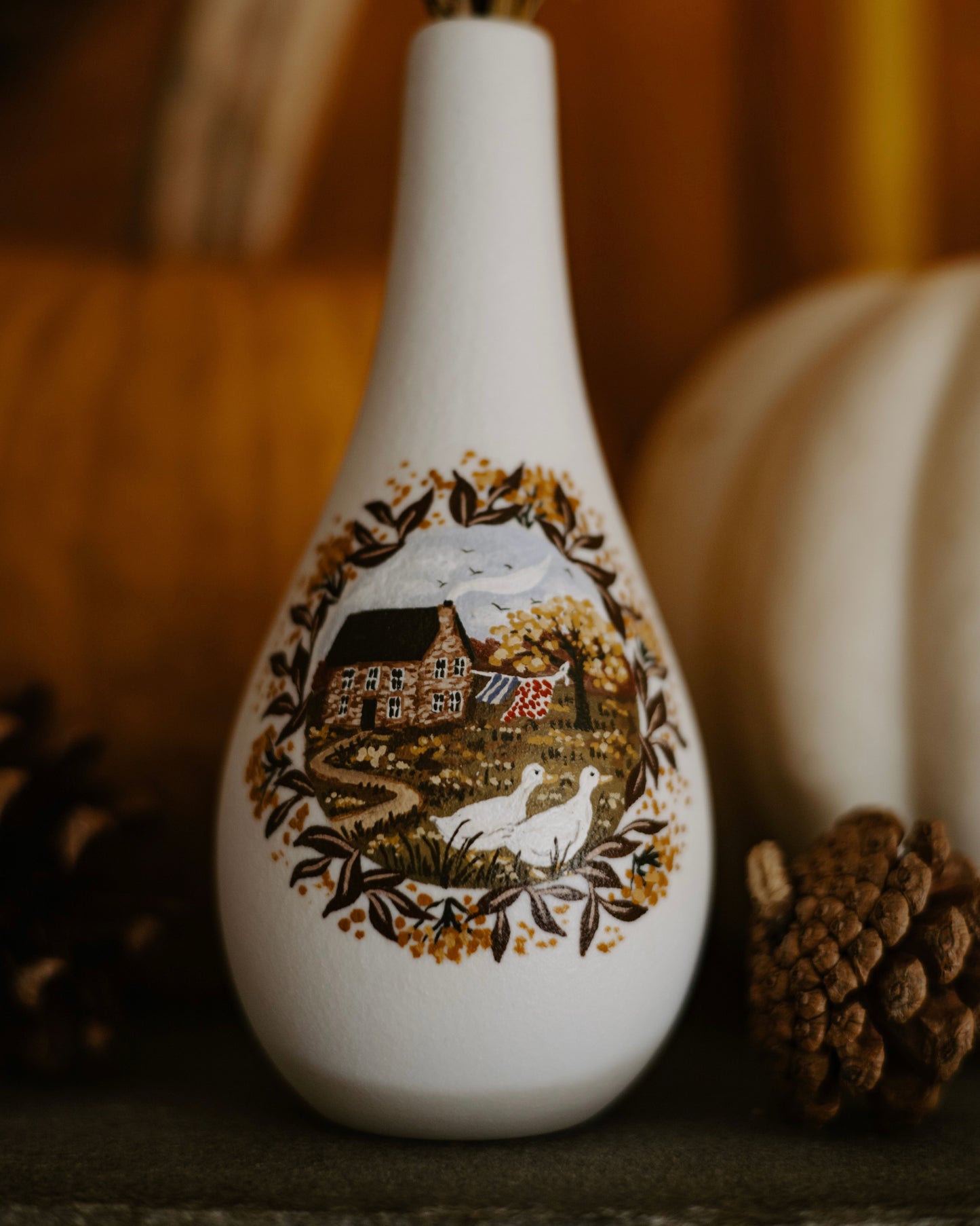 Painted Vase with Dried Flowers no. 3