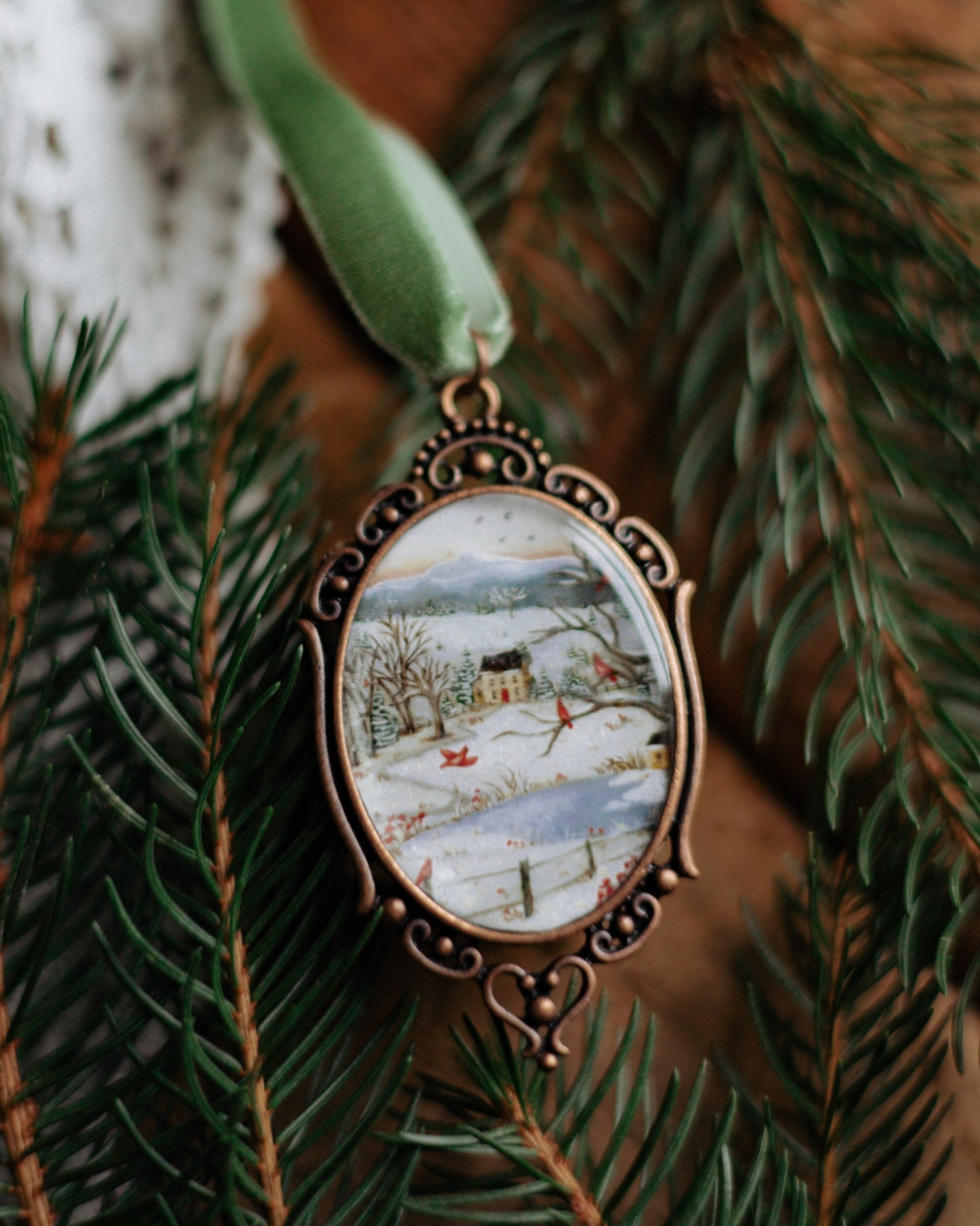 MINI- “The Red Bird Cottage” Ornament