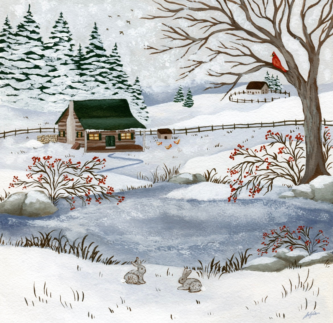 The Snowy Pond- Fine Art Print