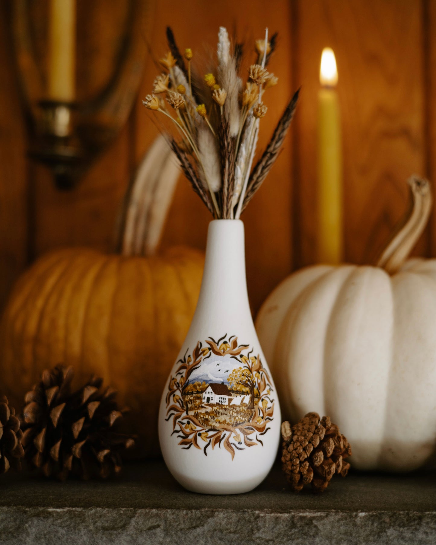 Painted Vase with Dried Flowers no. 5