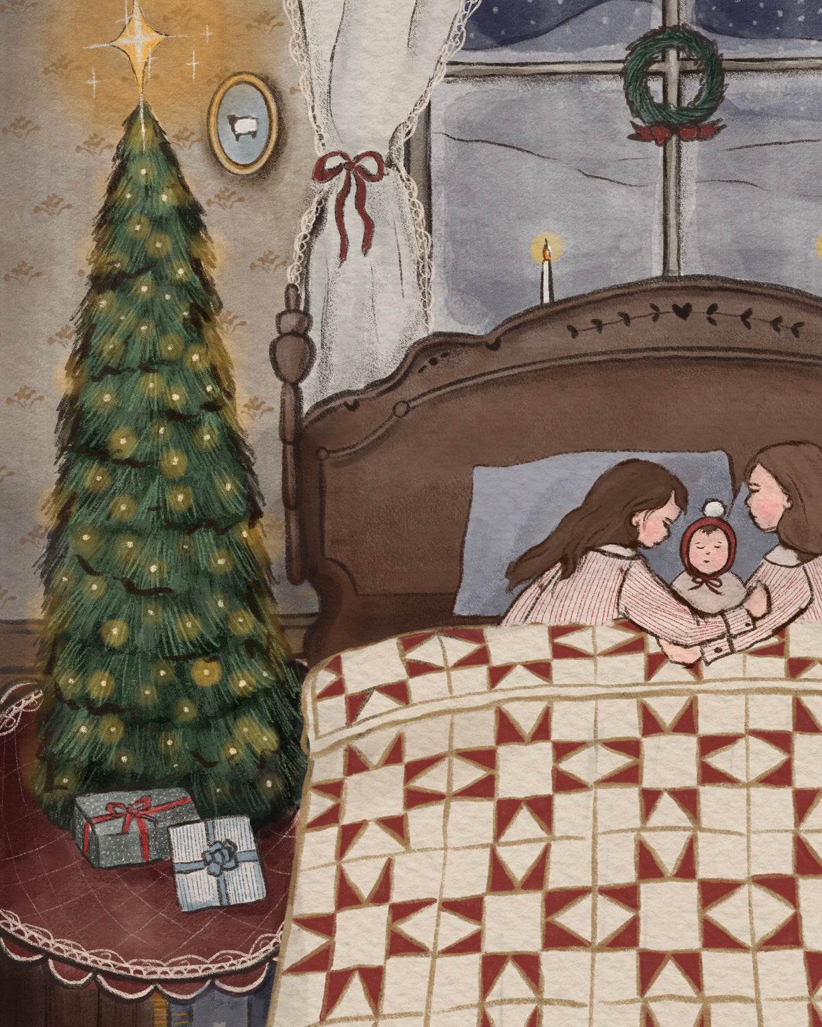 Custom Heirloom Christmas Eve Print (DIGITALLY DRAWN)