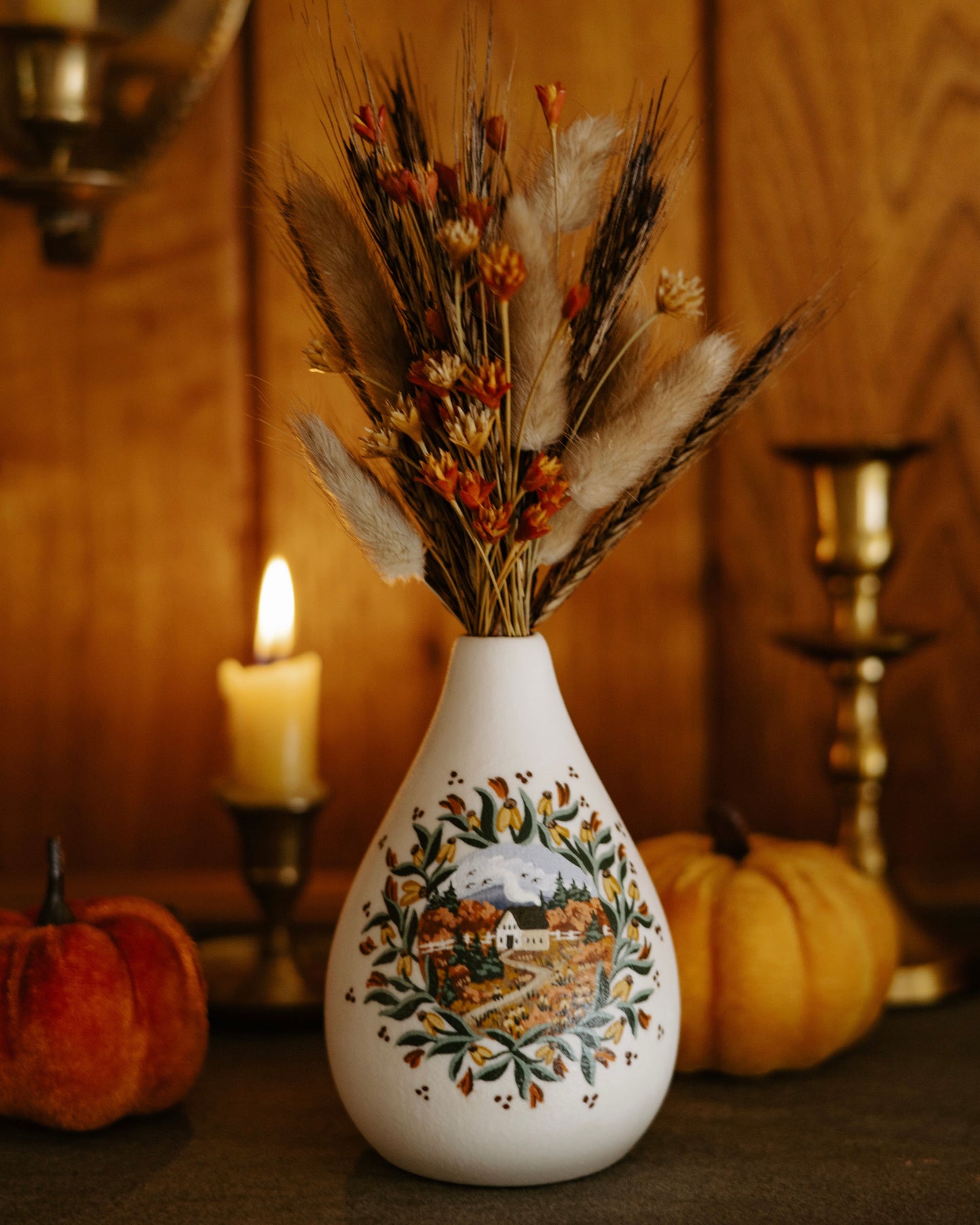 Painted Vase with Dried Flowers no. 2