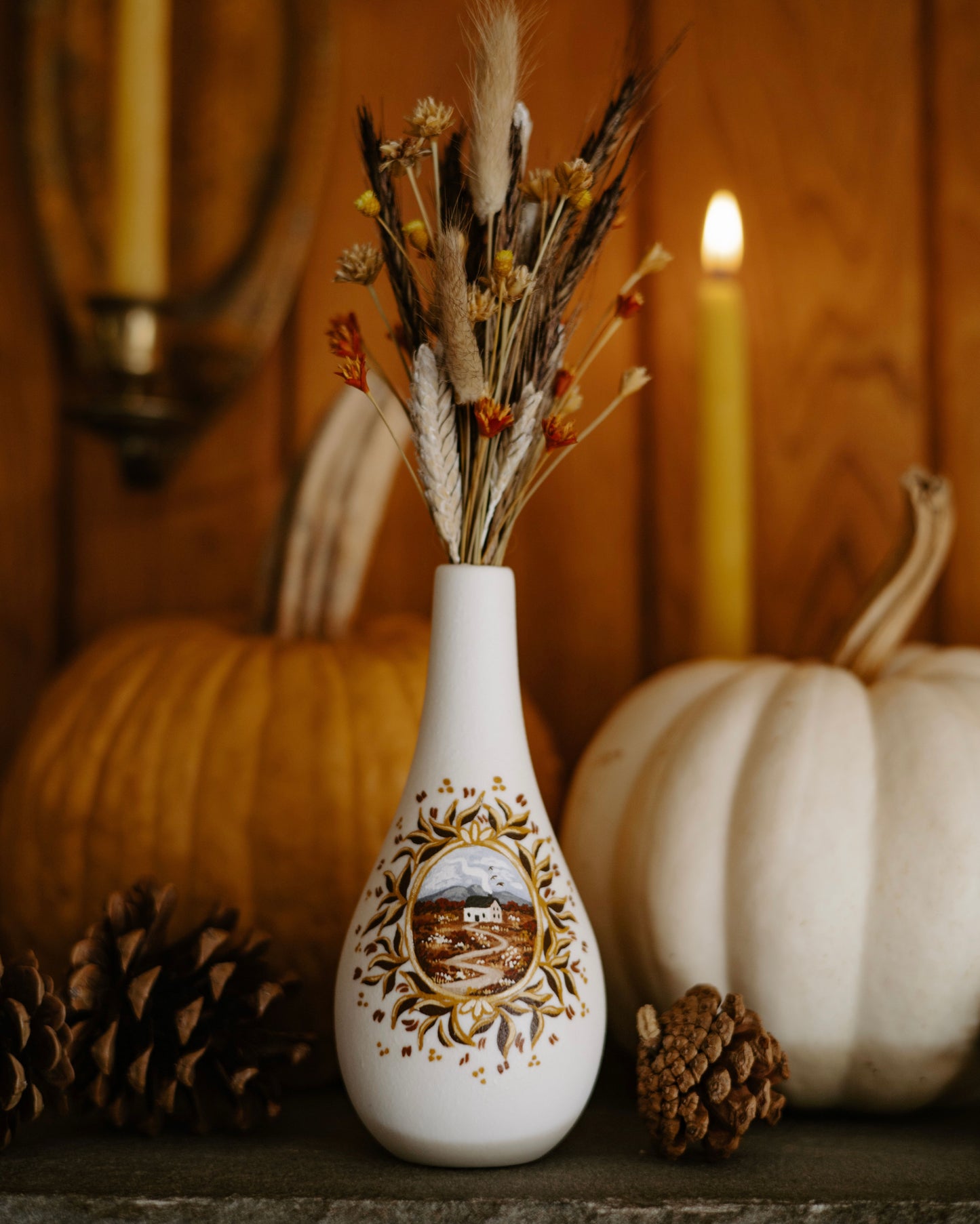 Painted Vase with Dried Flowers no. 4