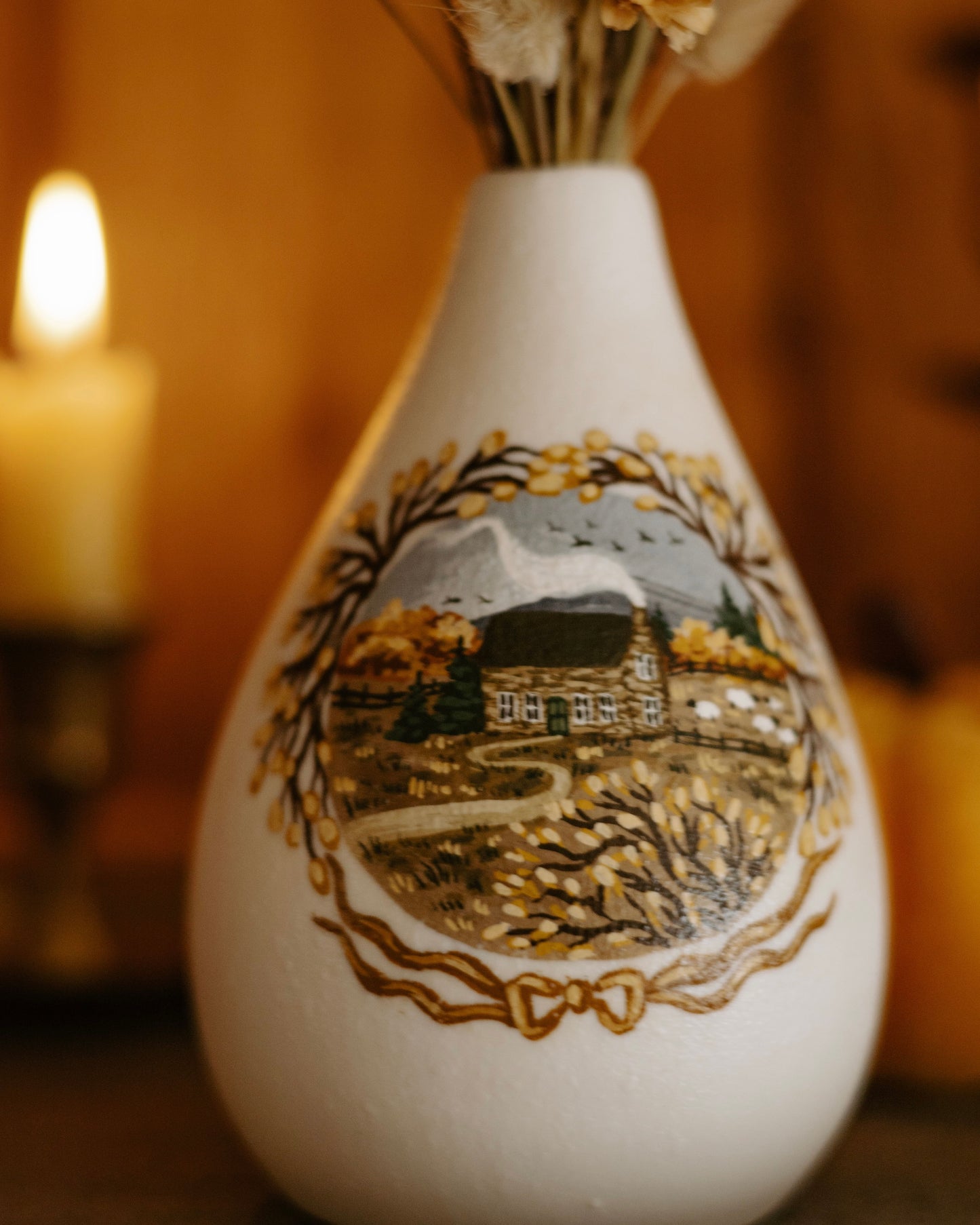 Painted Vase with Dried Flowers no. 3