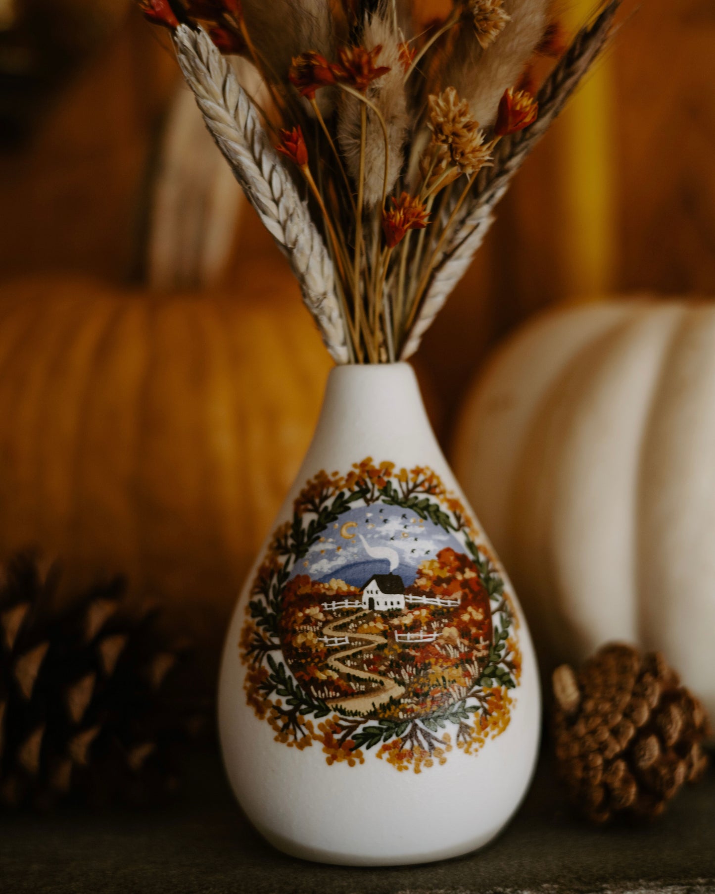 Painted Vase with Dried Flowers no. 2