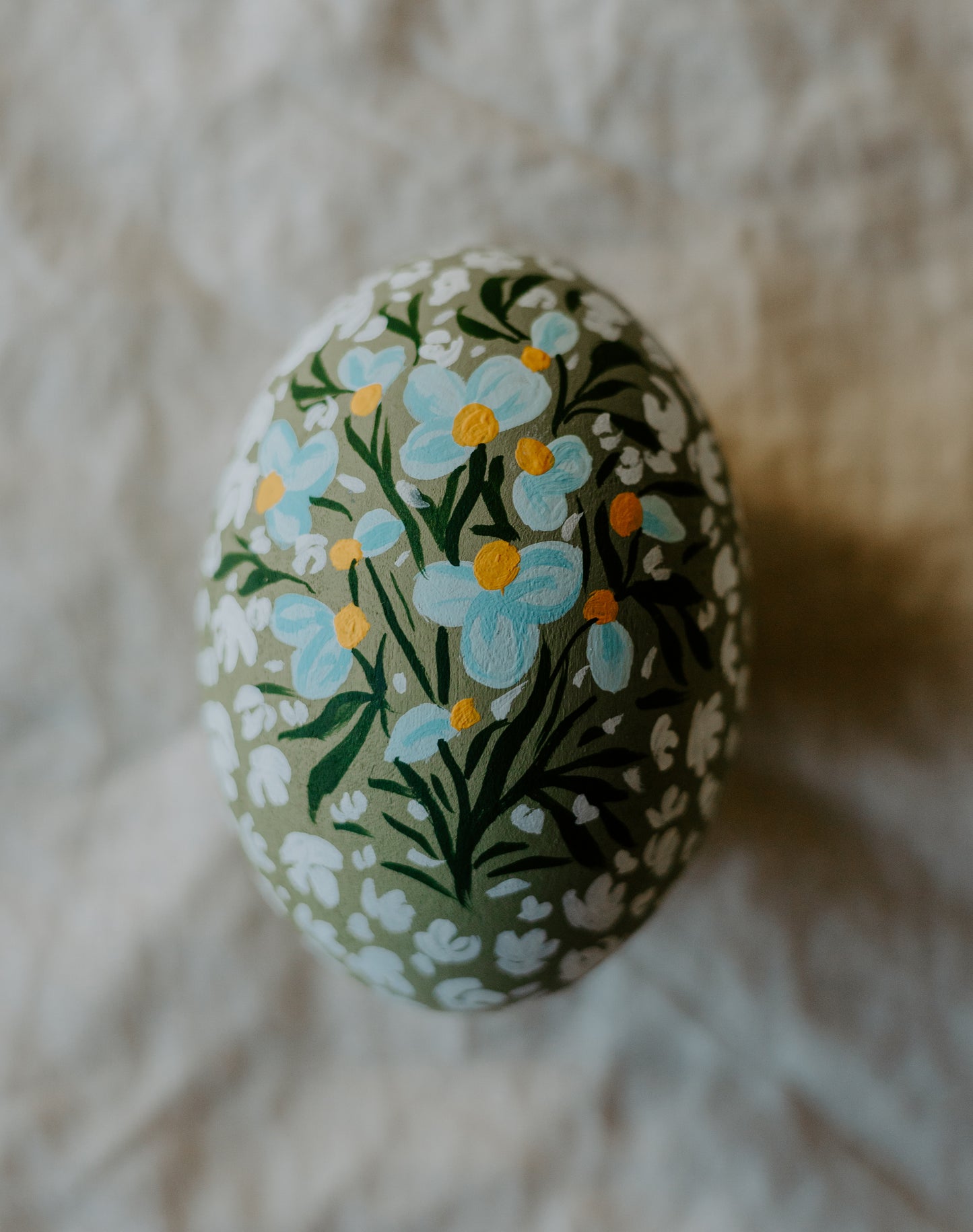 Heirloom Painted Egg- Forget-me-nots